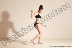 Underwear Martial art Woman White Moving poses Slim medium brown Dynamic poses Academic